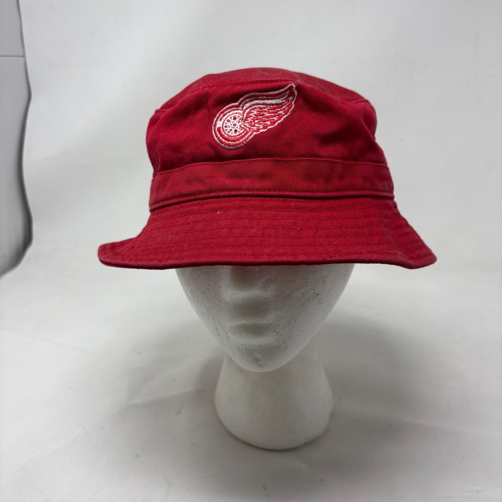 Detroit Red Wings NHL Red Bucket Hat Embroidered Logo Hockey
